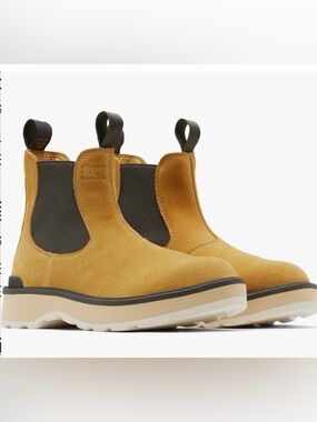 Sorel Hi-Line Chelsea Boots – Geo Yellow Suede | Size 7 💛